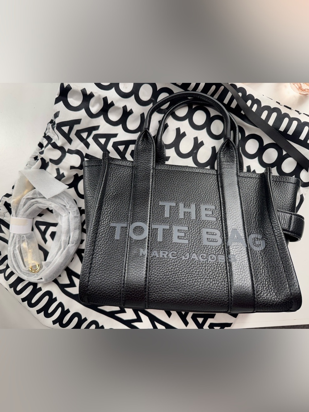 Marc Jacobs Black Pebbled Leather Tote Bag